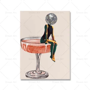 Plakat retro disco w stylu lat 70. Biały