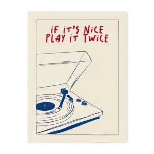 Plakat retro gramofon estetyka Biały