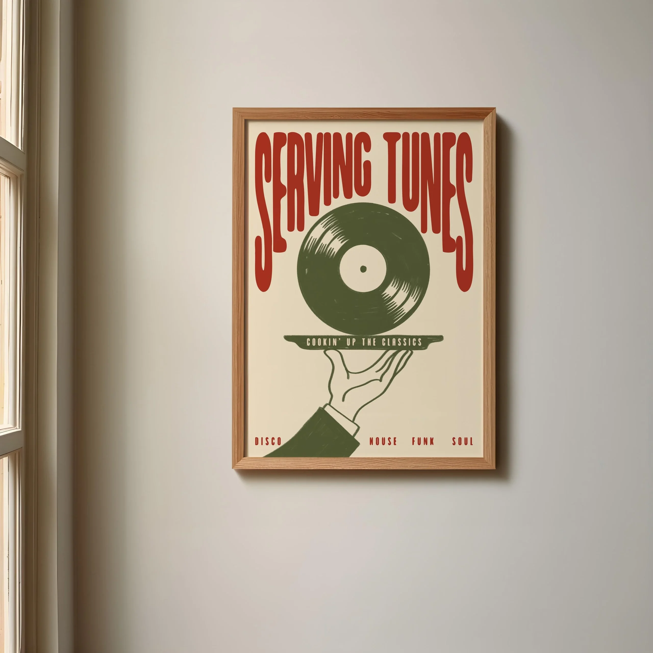 Plakat retro z gramofonem i tańczącą parą Niebieski