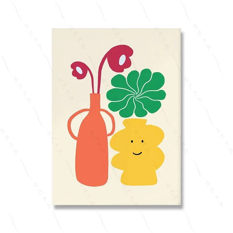 Plakat retro - kolorowe kwiaty w stylu groovy Granatowy