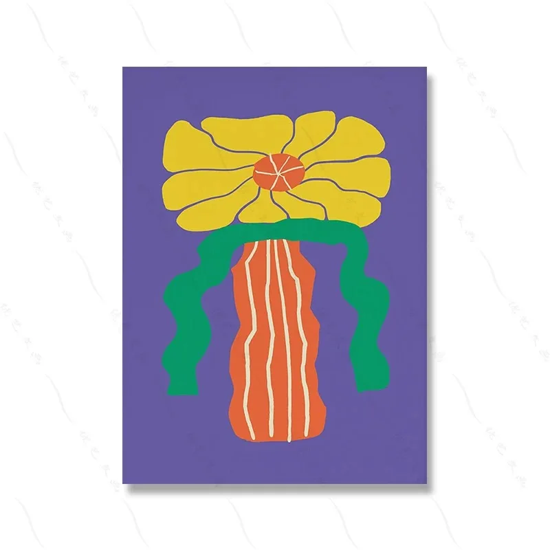 Plakat retro - kolorowe kwiaty w stylu groovy Jasnoszary
