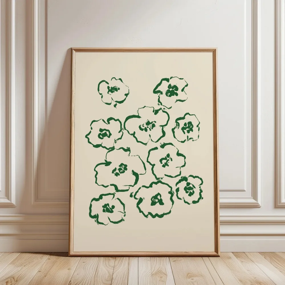 Plakat retro z kwiatowym motywem Jasnoszary