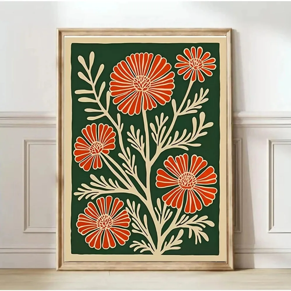 Plakat retro z kwiatowym motywem Khaki