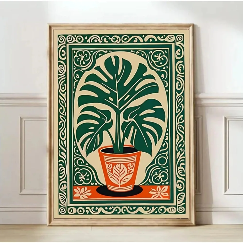 Plakat retro z kwiatowym motywem Królewski niebieski