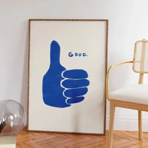 Plakat retro minimalistyczny - niebieska grafika abstrakcyjna Biały