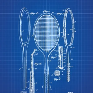 Plakat retro patent rakiety tenisowej 1921 Burgundia