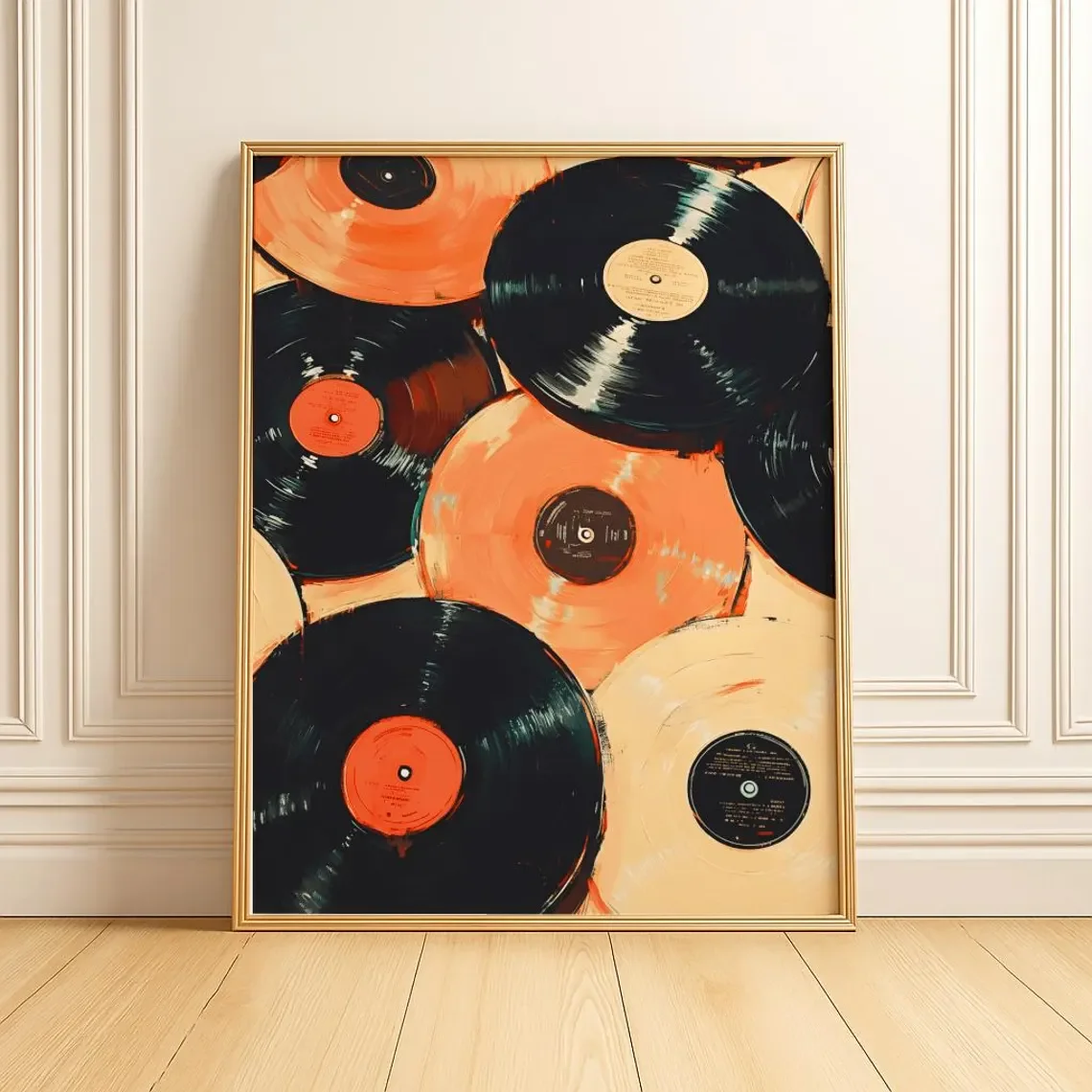 Plakat retro z płytą winylową Biały