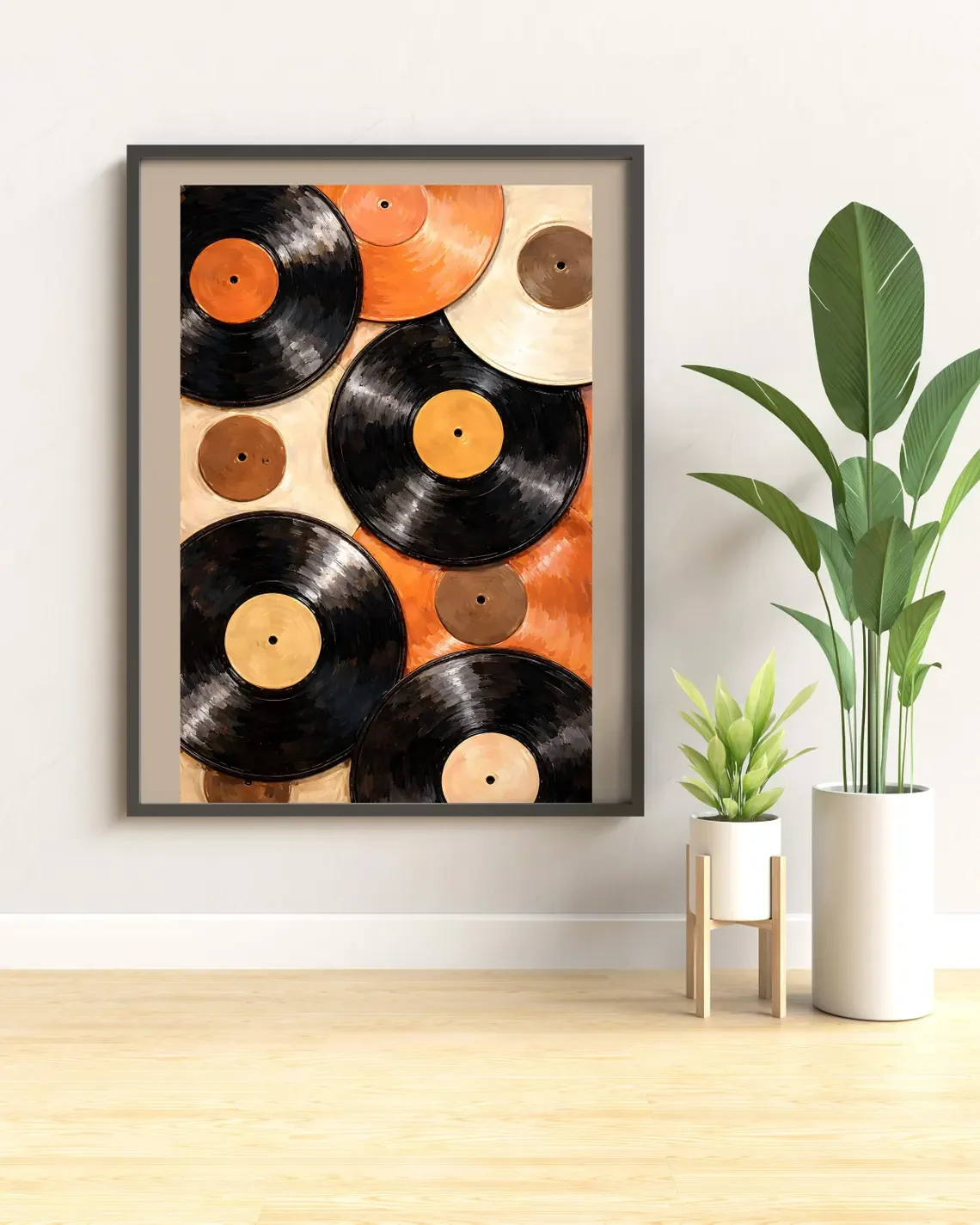 Plakat retro z płytą winylową Niebieski