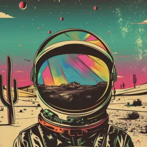 Plakat retro podroze kosmiczne astronauta Burgundia