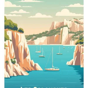 Plakat retro podróżniczy prowansalskie miasteczko Biały