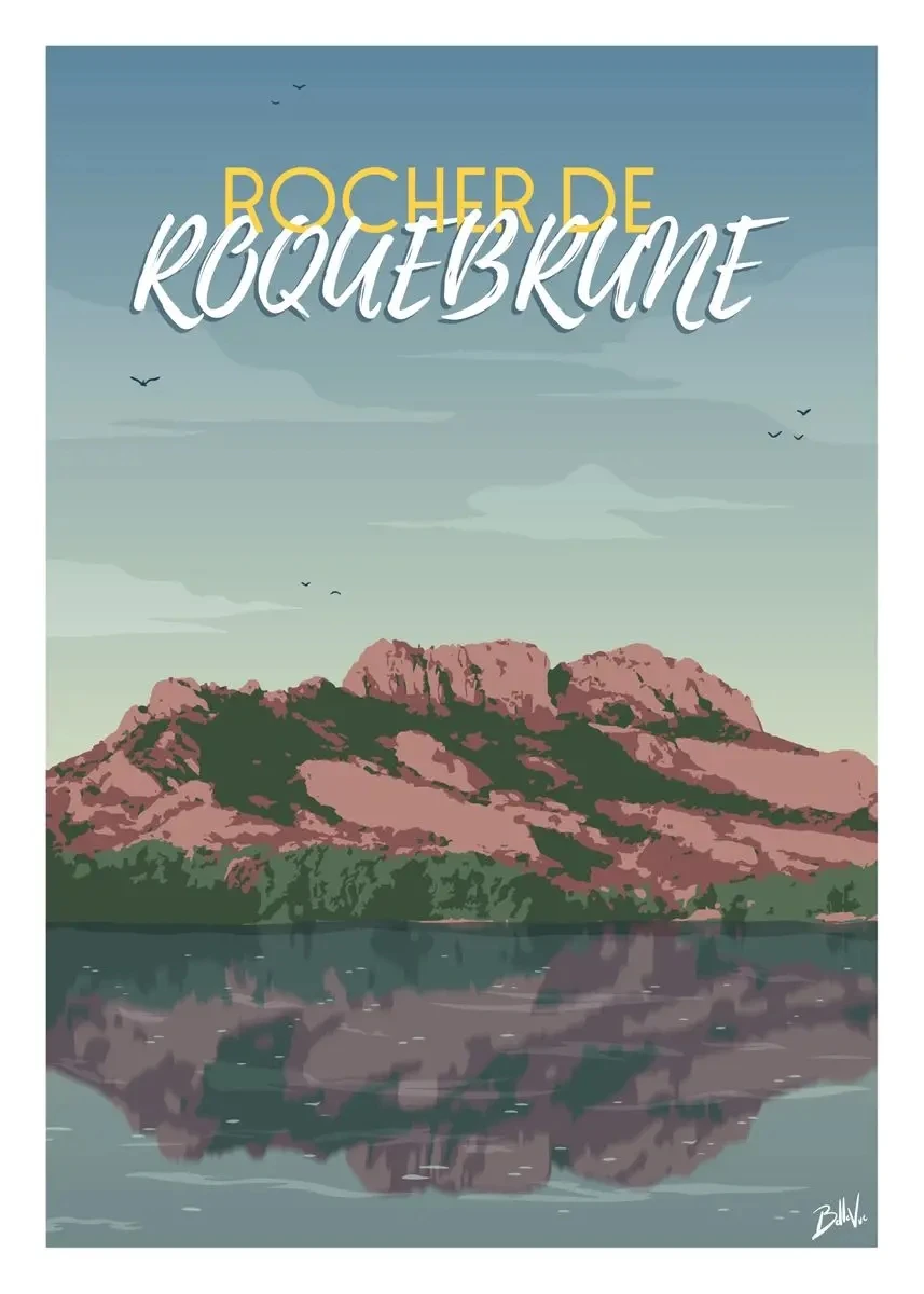 Plakat retro podróżniczy prowansalskie miasteczko Zielony
