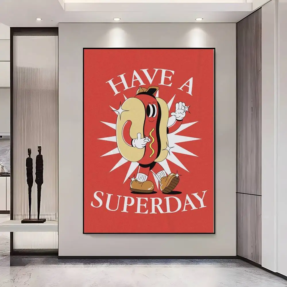Plakat retro pop jedzenie Granatowy