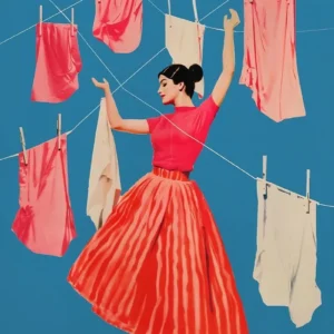 Plakat Retro pranie do łazienki Biały