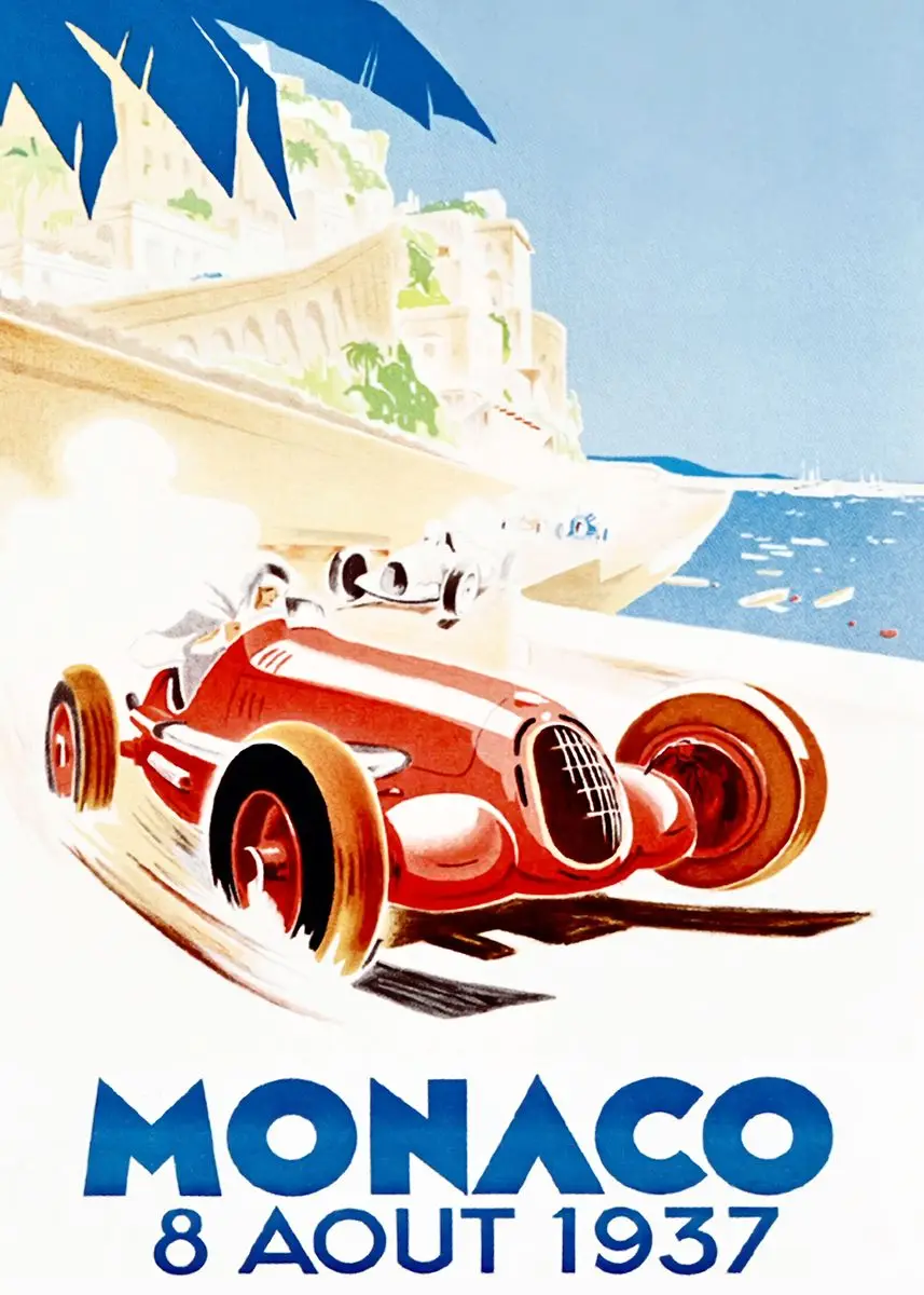 Wyścigi Monako 1967 retro śliwka