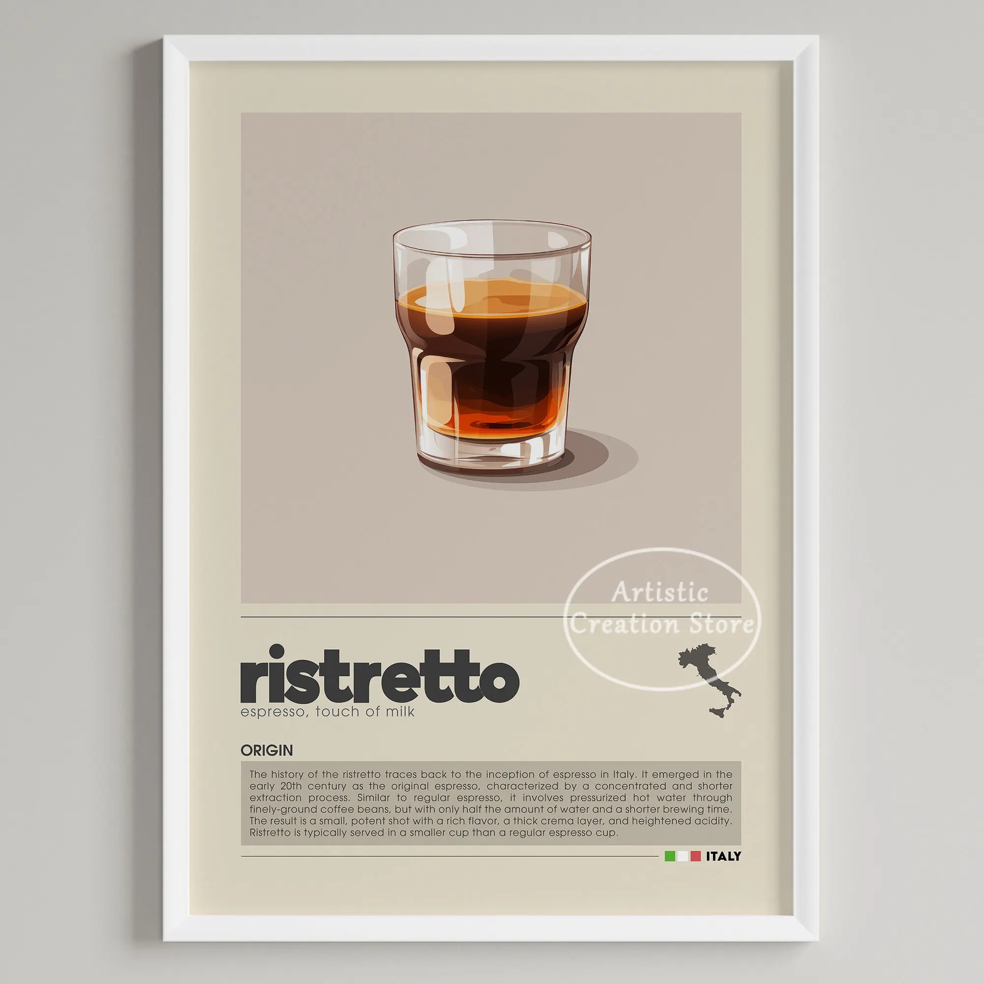Espresso, cappuccino, latte - plakat do kuchni Czerwony