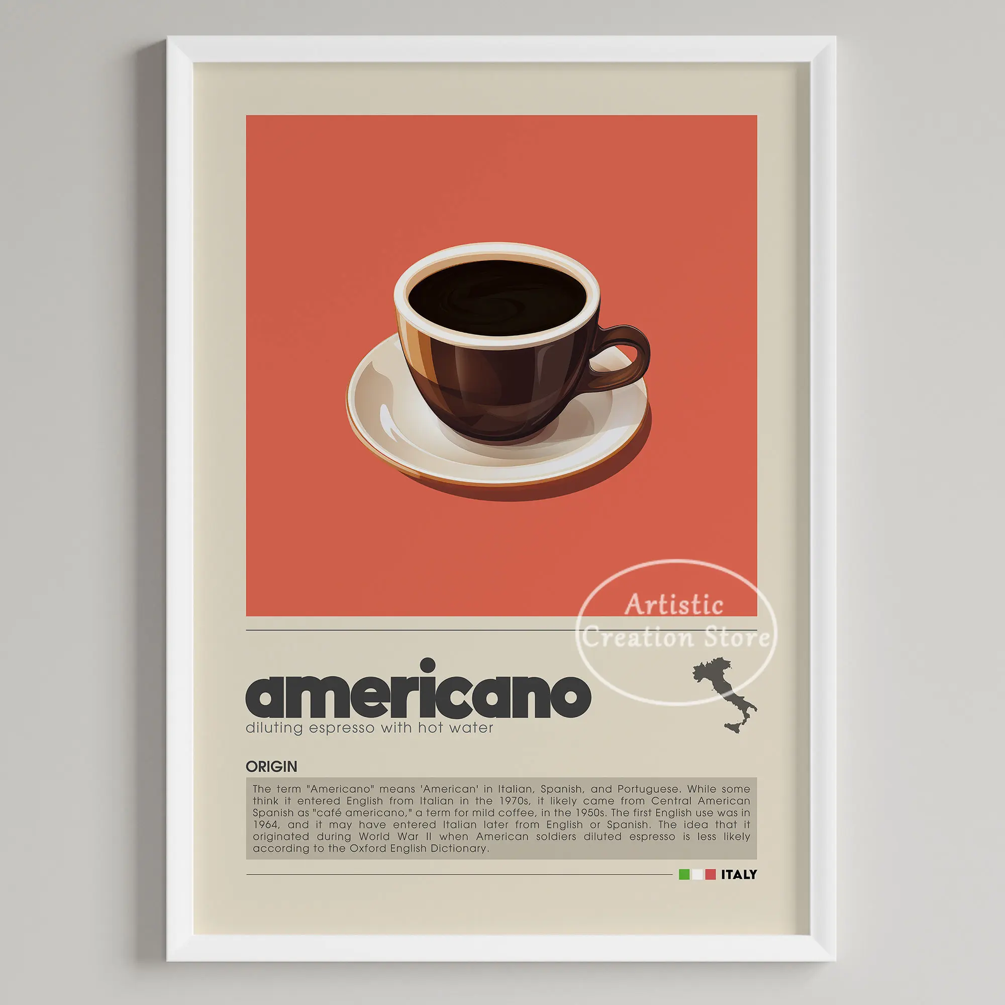 Espresso, cappuccino, latte - plakat do kuchni Jasnozielony