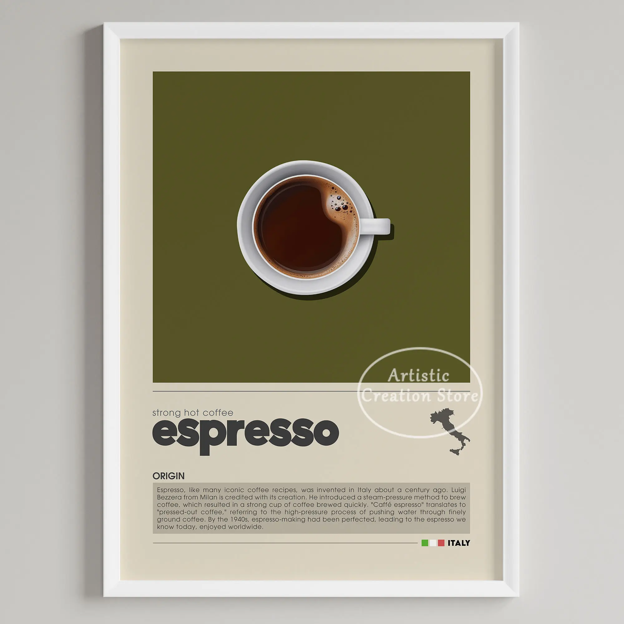 Espresso, cappuccino, latte - plakat do kuchni Niebieski