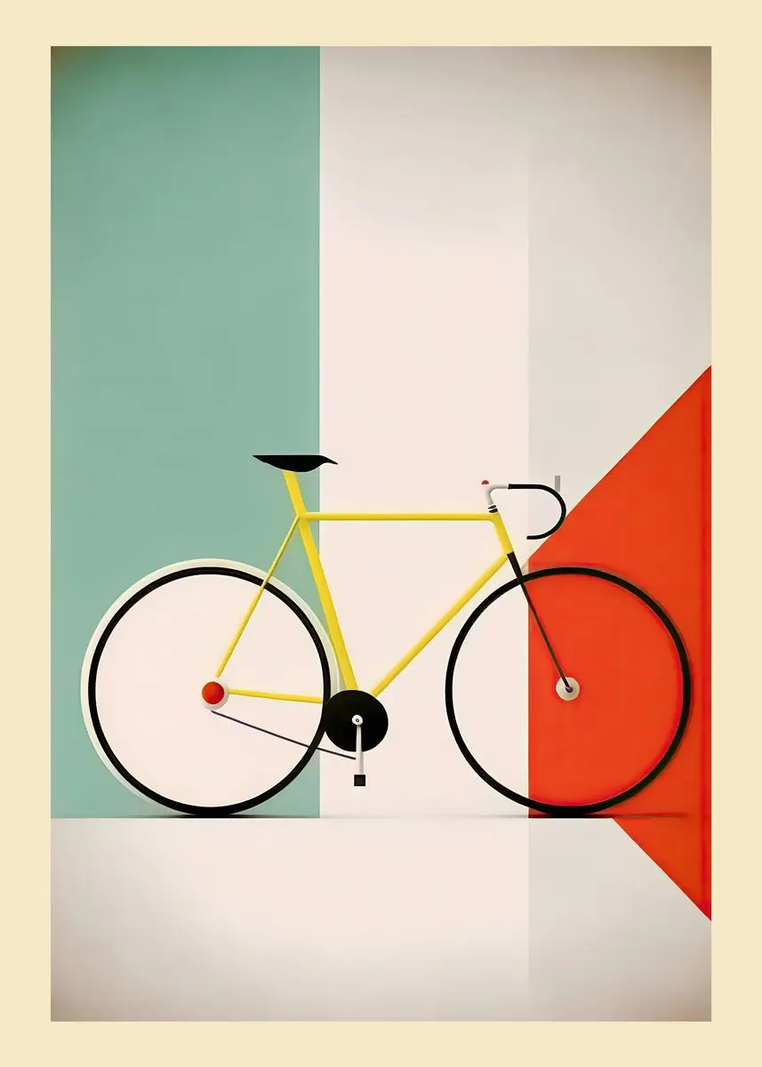 Plakat rowerowy minimalistyczny - obraz dla rowerzysty Beżowy