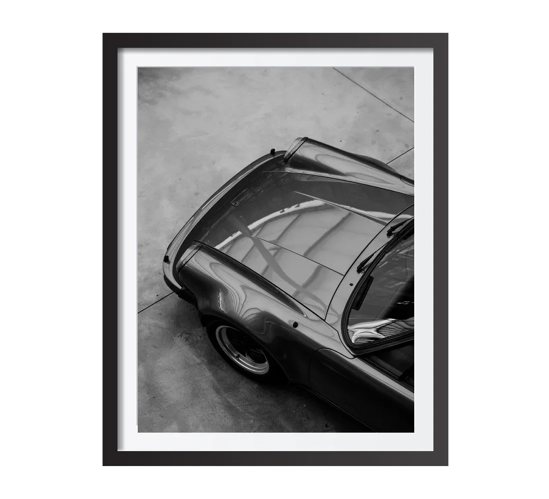 Plakat czarno-biały samochód retro w stylu vintage Błękitny