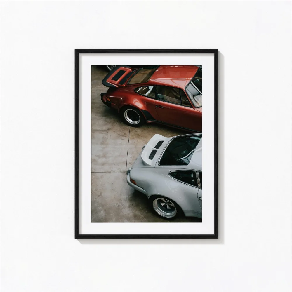 Plakat czarno-biały samochód retro w stylu vintage Czarny