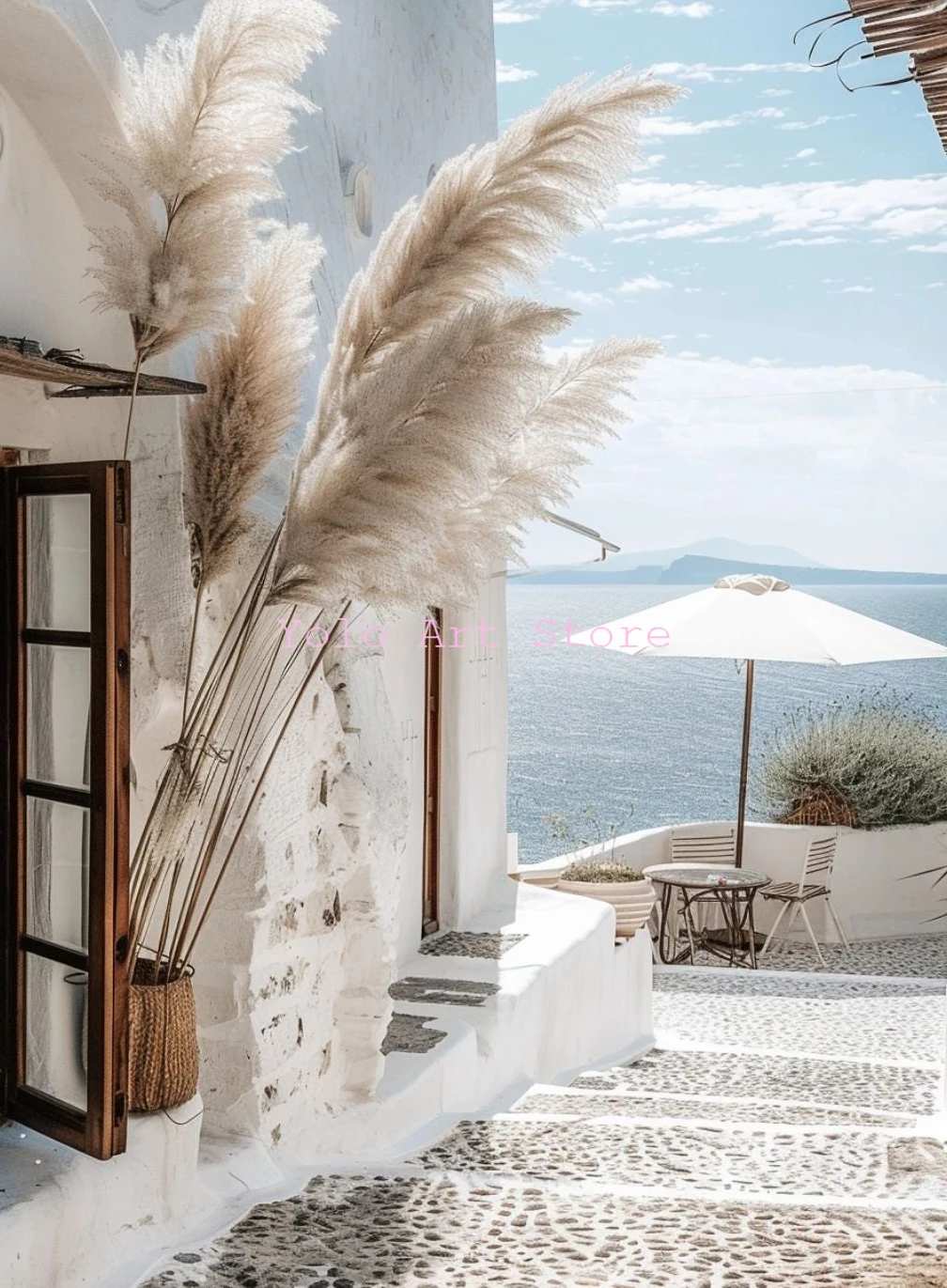 Plakat z Santorini w Grecji Burgundia