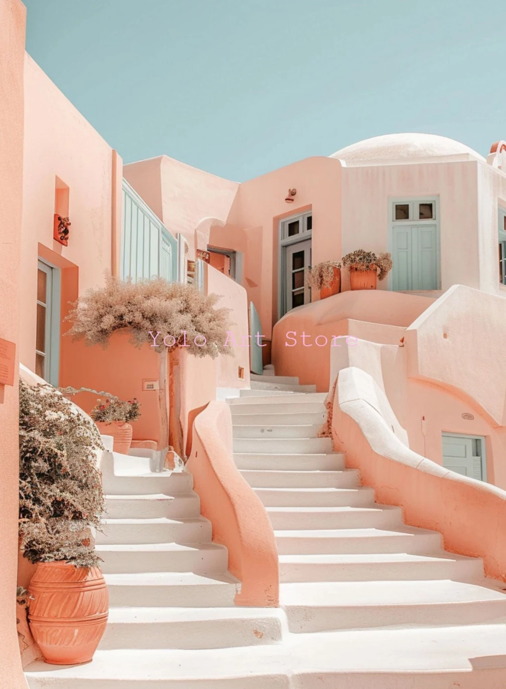 Plakat z Santorini w Grecji Fioletowy/фиолетовый