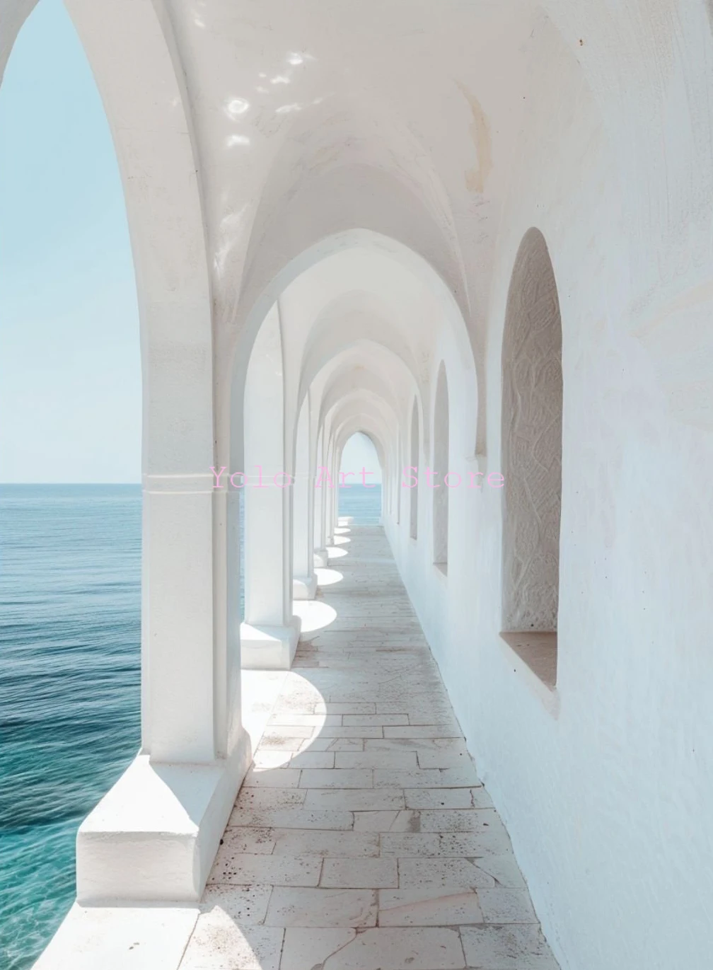 Plakat z Santorini w Grecji Fioletowy