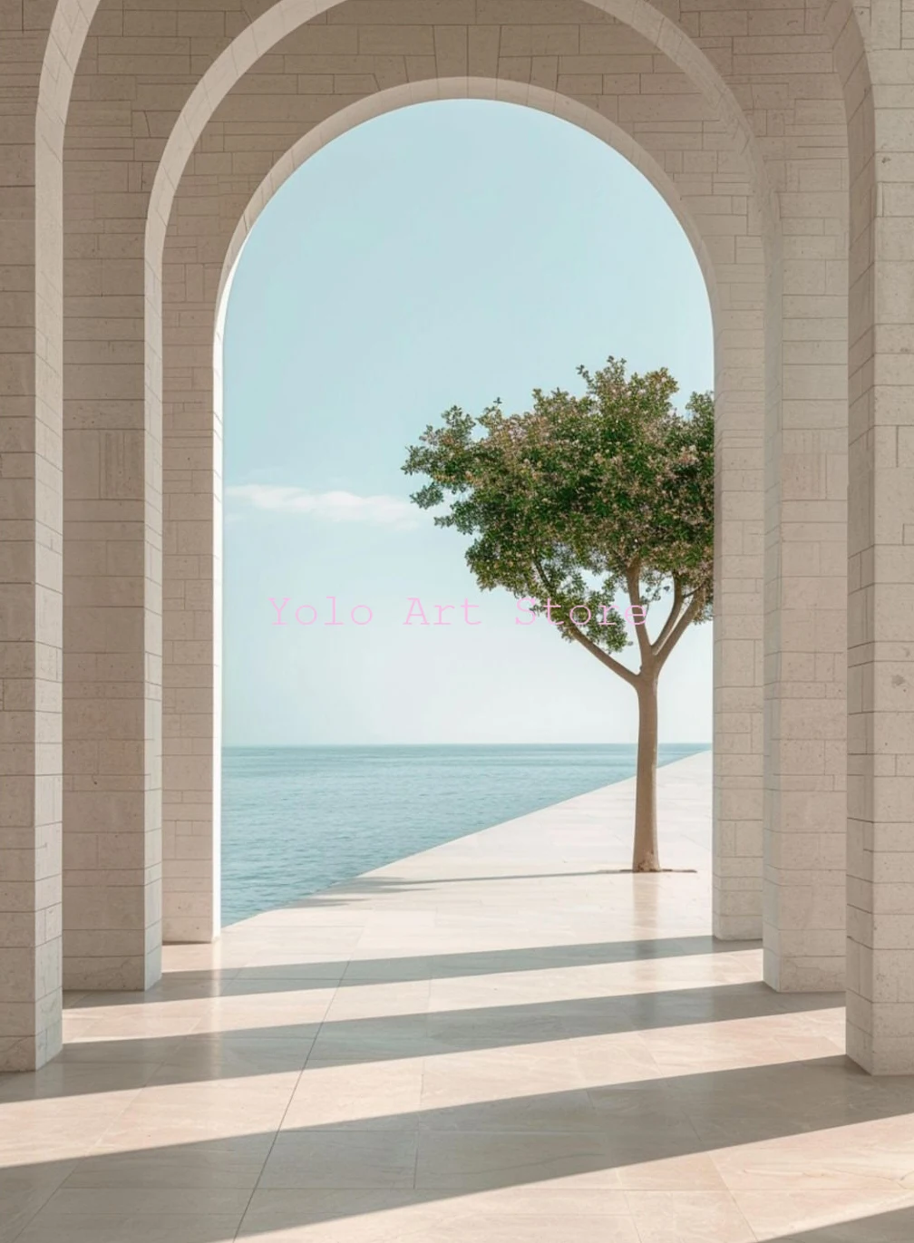Plakat z Santorini w Grecji Granatowy