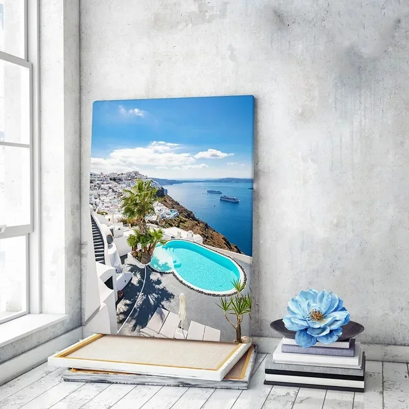 Santorini nad Morzem Śródziemnym Jasnoszary
