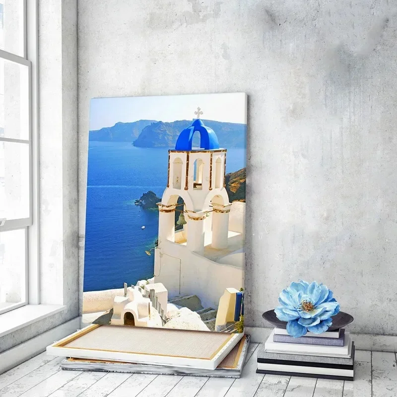 Santorini nad Morzem Śródziemnym Niebieski