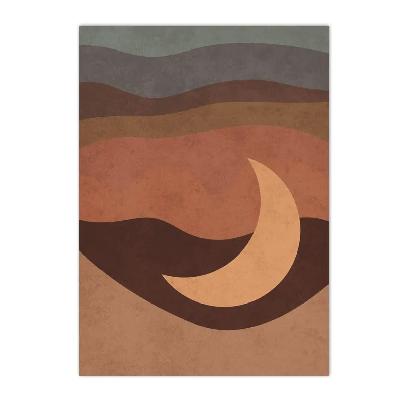 Słońce boho - plakat mid-century terakota Biały