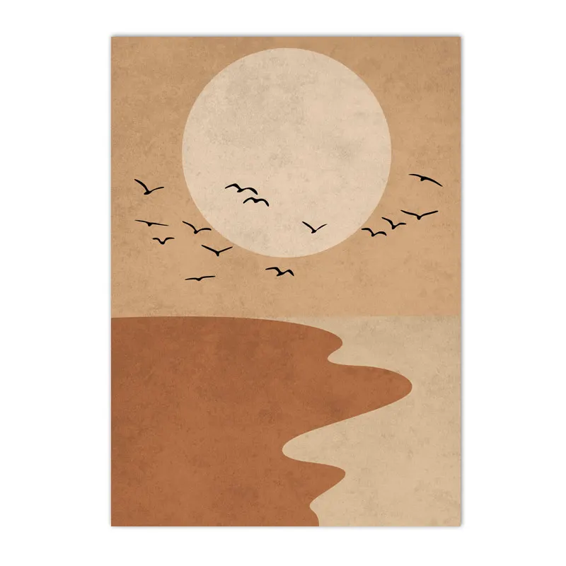 Słońce boho - plakat mid-century terakota Czerwony