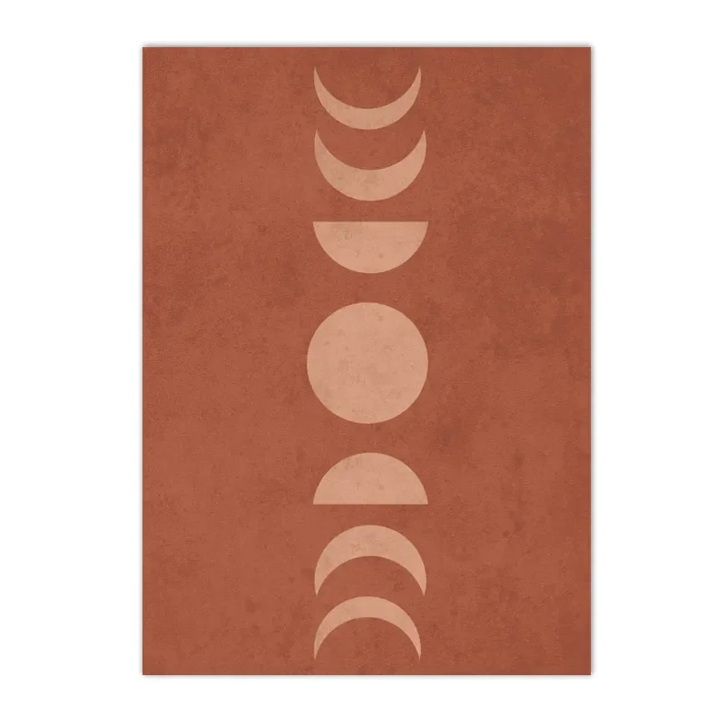 Słońce boho - plakat mid-century terakota Fioletowy