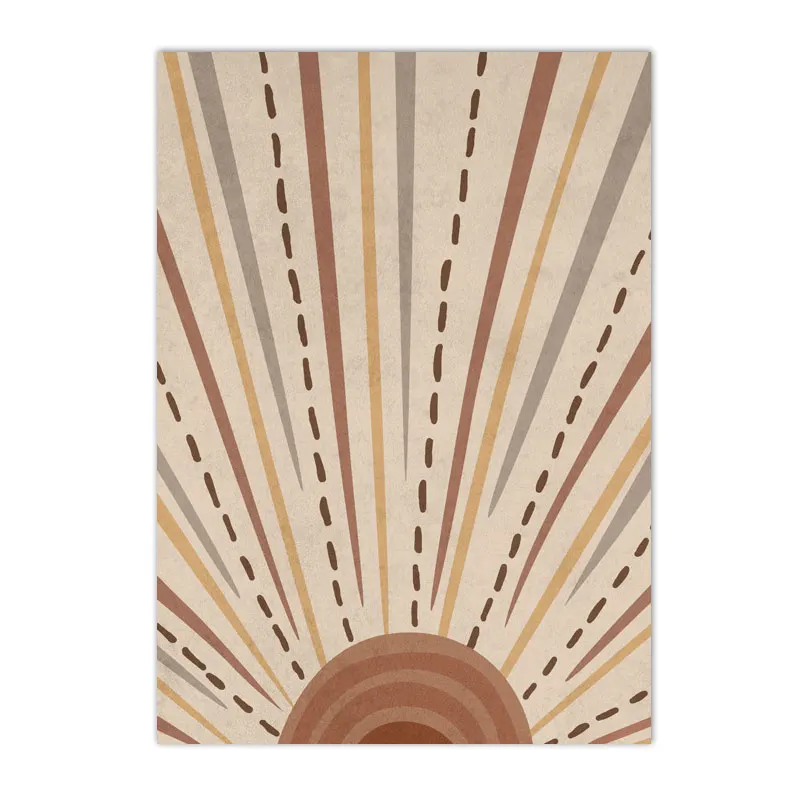 Słońce boho - plakat mid-century terakota Zielony