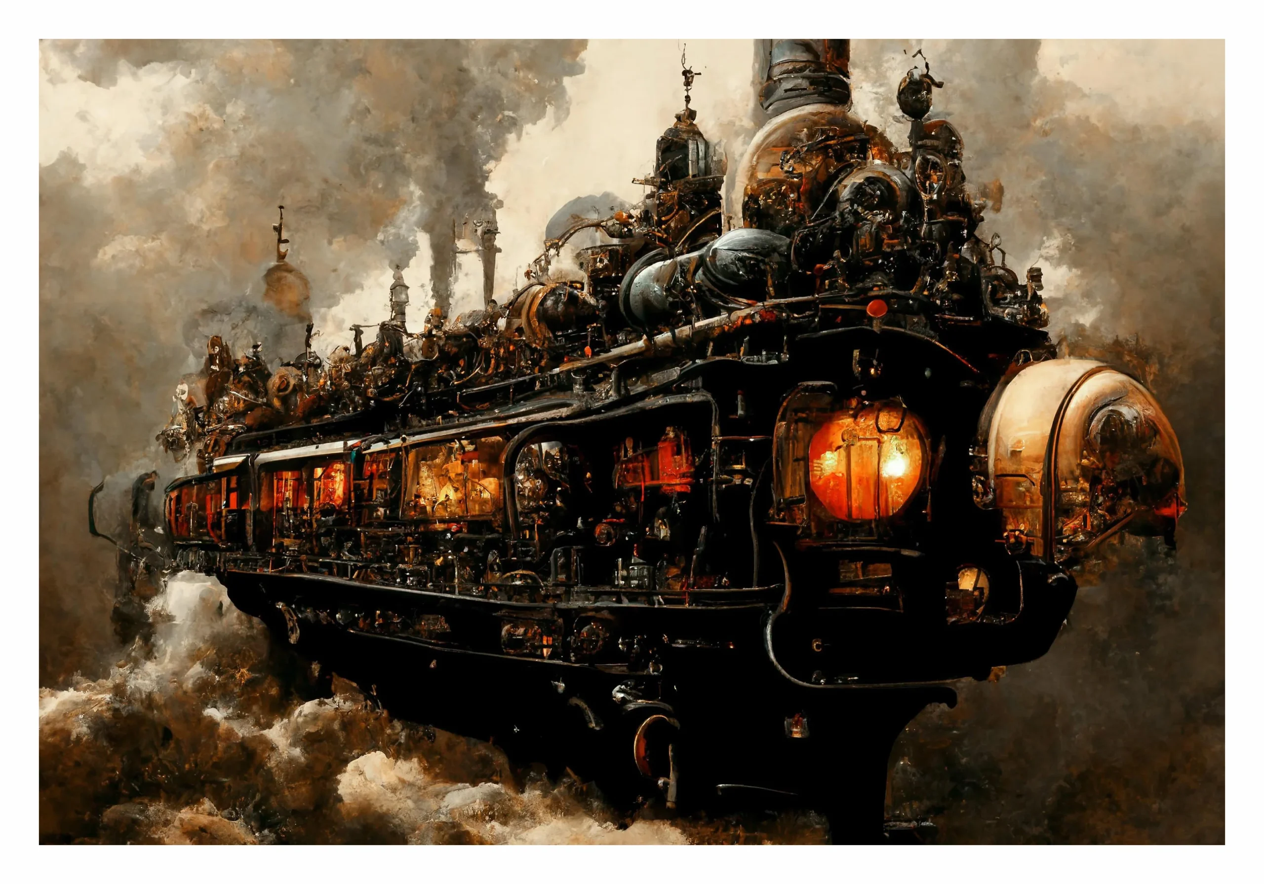 Plakat steampunk ciężarówka - vintage industrialna grafika Czerwony