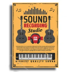Plakat studio nagrań - retro grafika muzyczna Brązowy