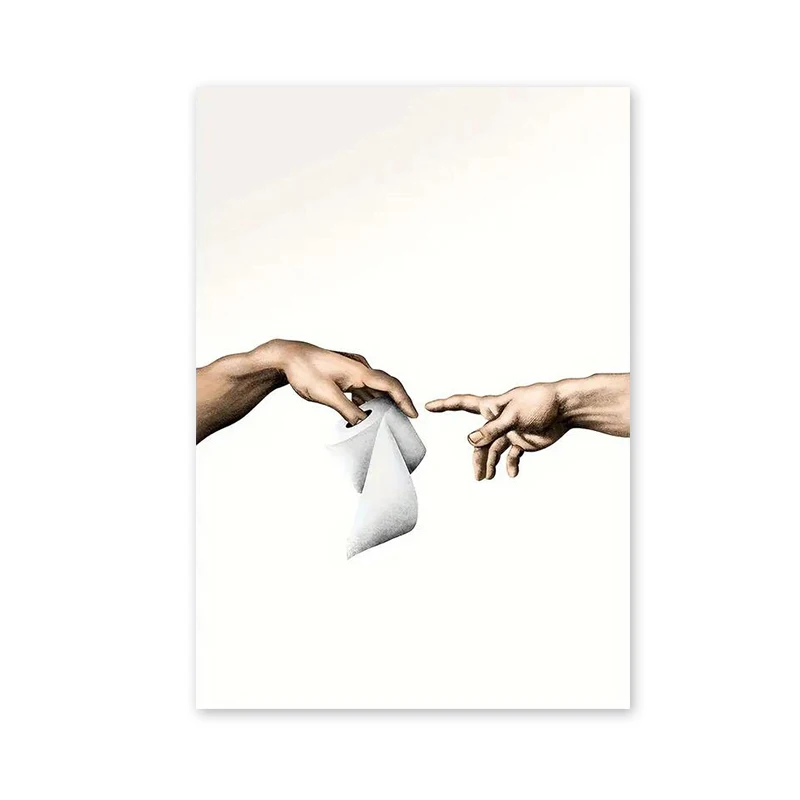 Stworzenie Adama z papierem toaletowym - plakat do łazienki Biały