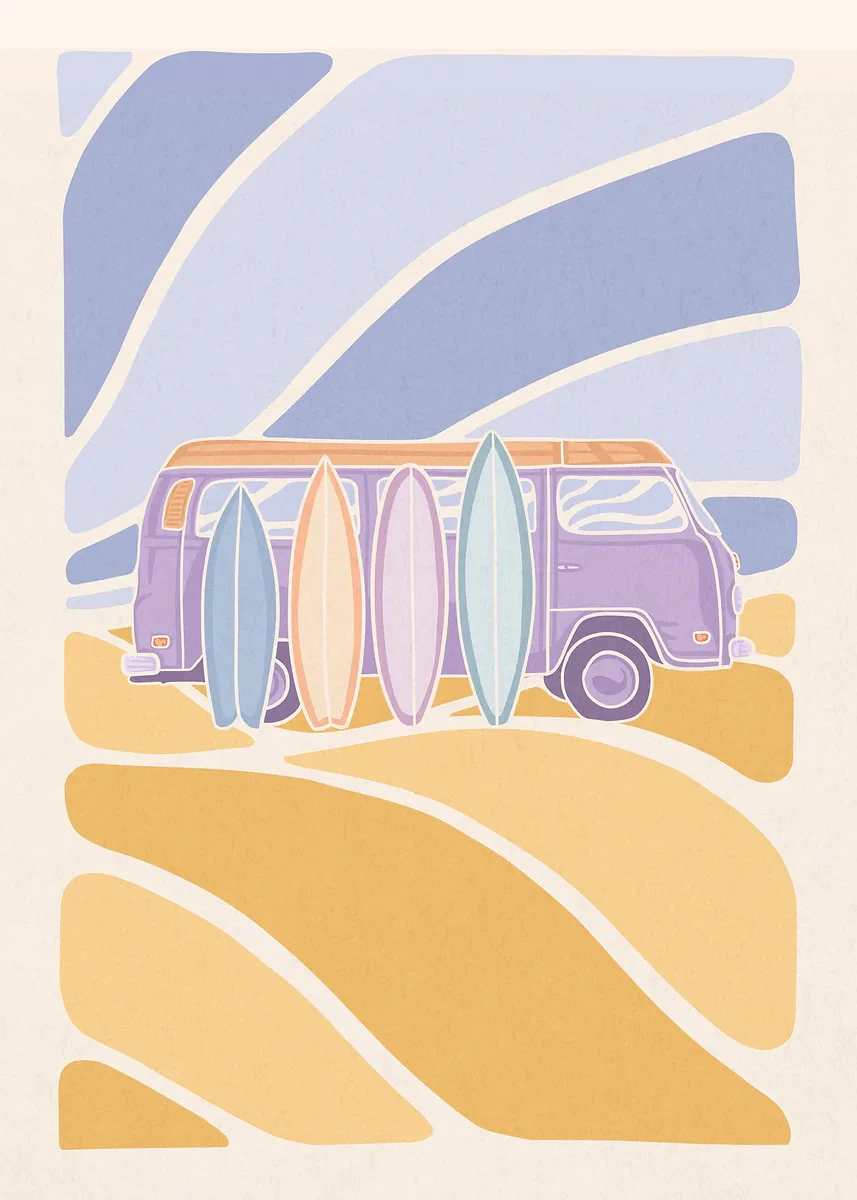 Surferka nad oceanem - minimalistyczny plakat Jasnozielony