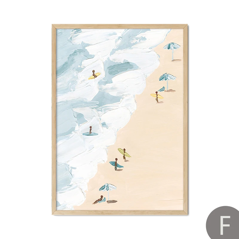 Plakat letnia surferka na plaży z cytrynami Jasnoszary