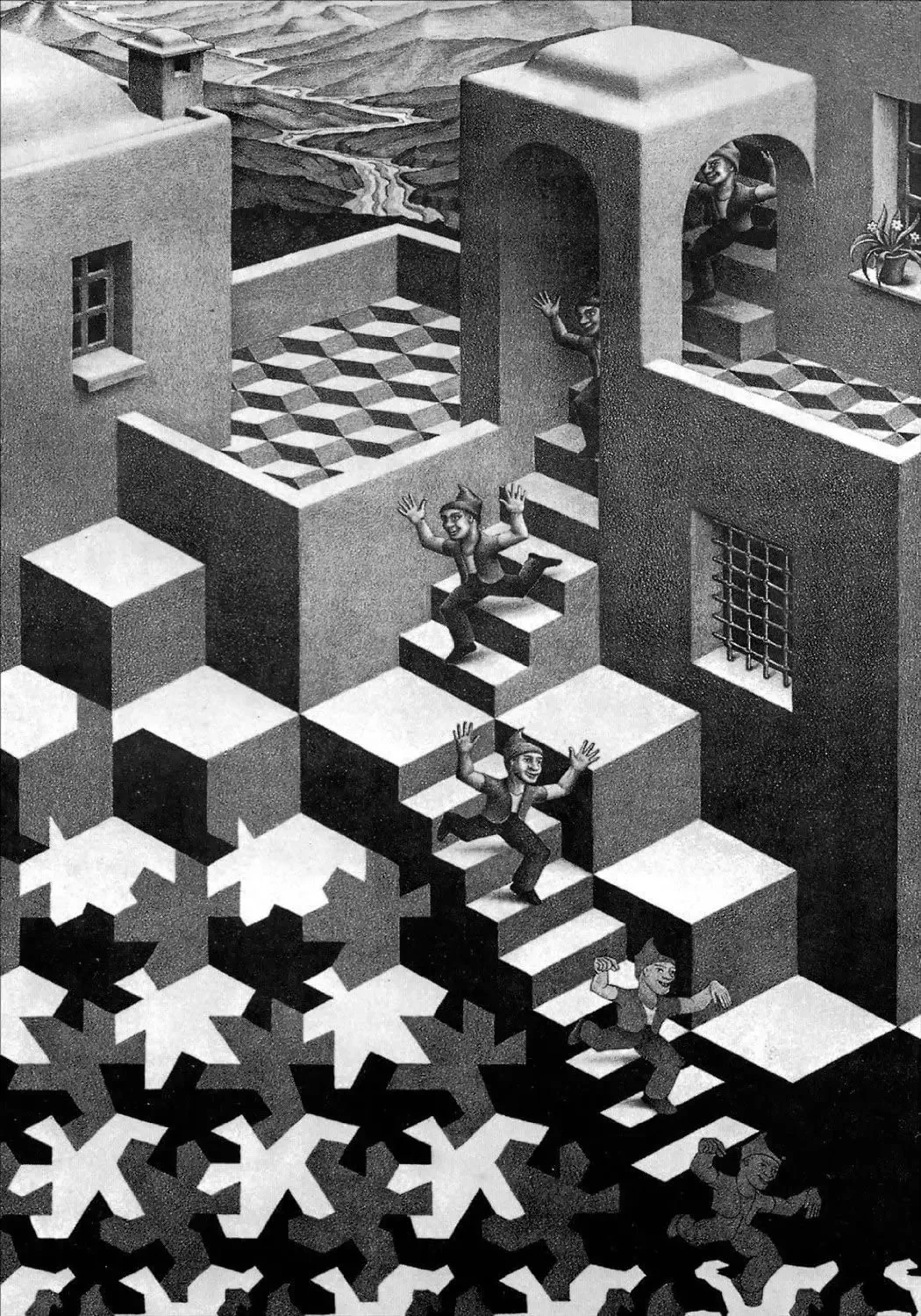 Plakat surrealistyczny geometryczny abstrakcja Fioletowy