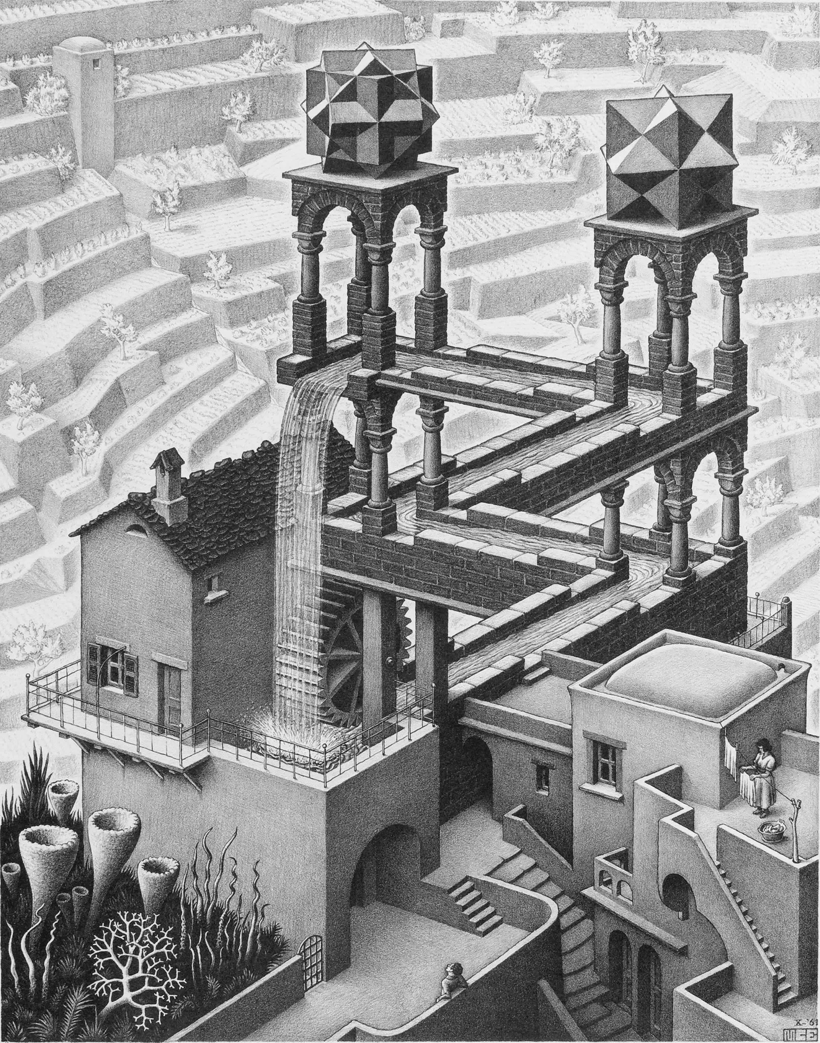 Plakat surrealistyczny geometryczny abstrakcja Granatowy