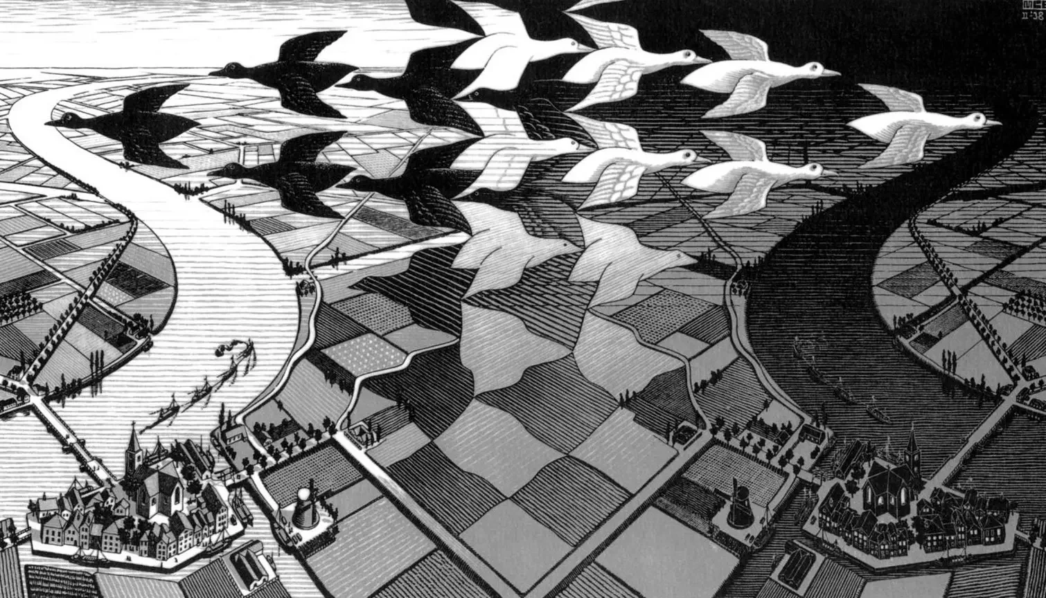 Plakat surrealistyczny geometryczny abstrakcja Niebieski
