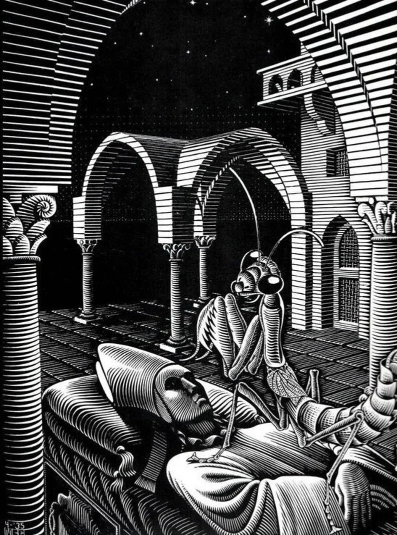Plakat surrealistyczny geometryczny abstrakcja Pomarańczowy