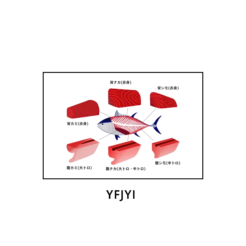 Plakat sushi i sashimi - japońska kuchnia na płótnie Jasny
