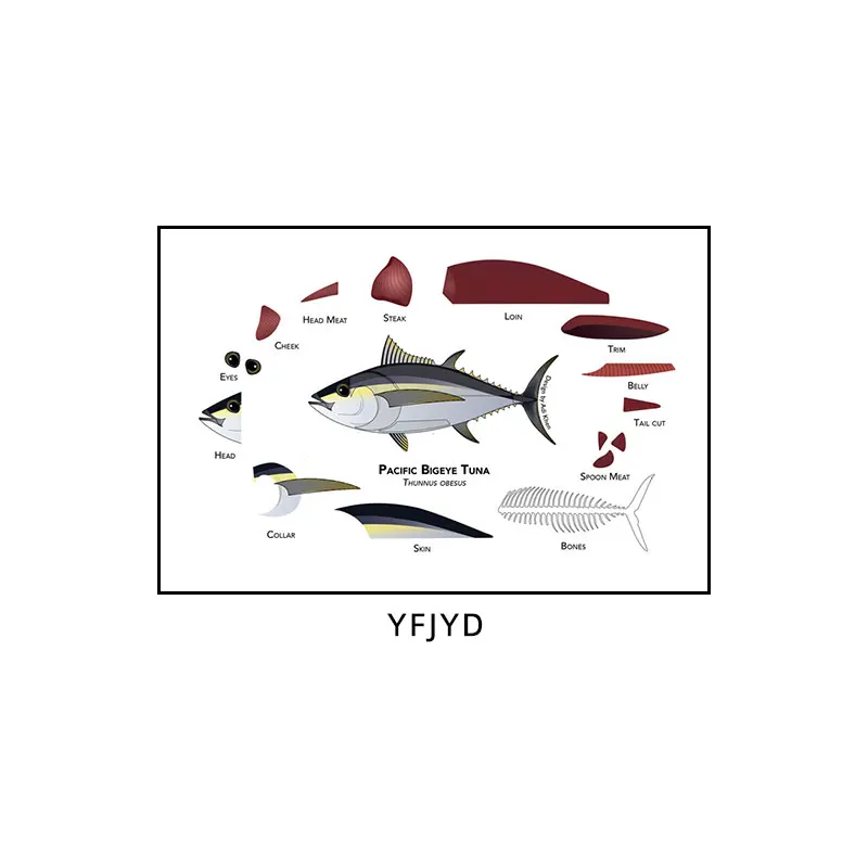 Plakat sushi i sashimi - japońska kuchnia na płótnie Niebieski