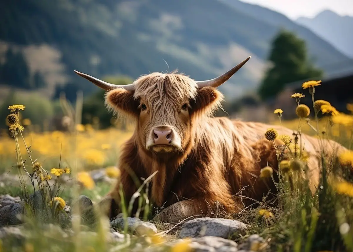 Plakat szkocka krowa highland Czarny