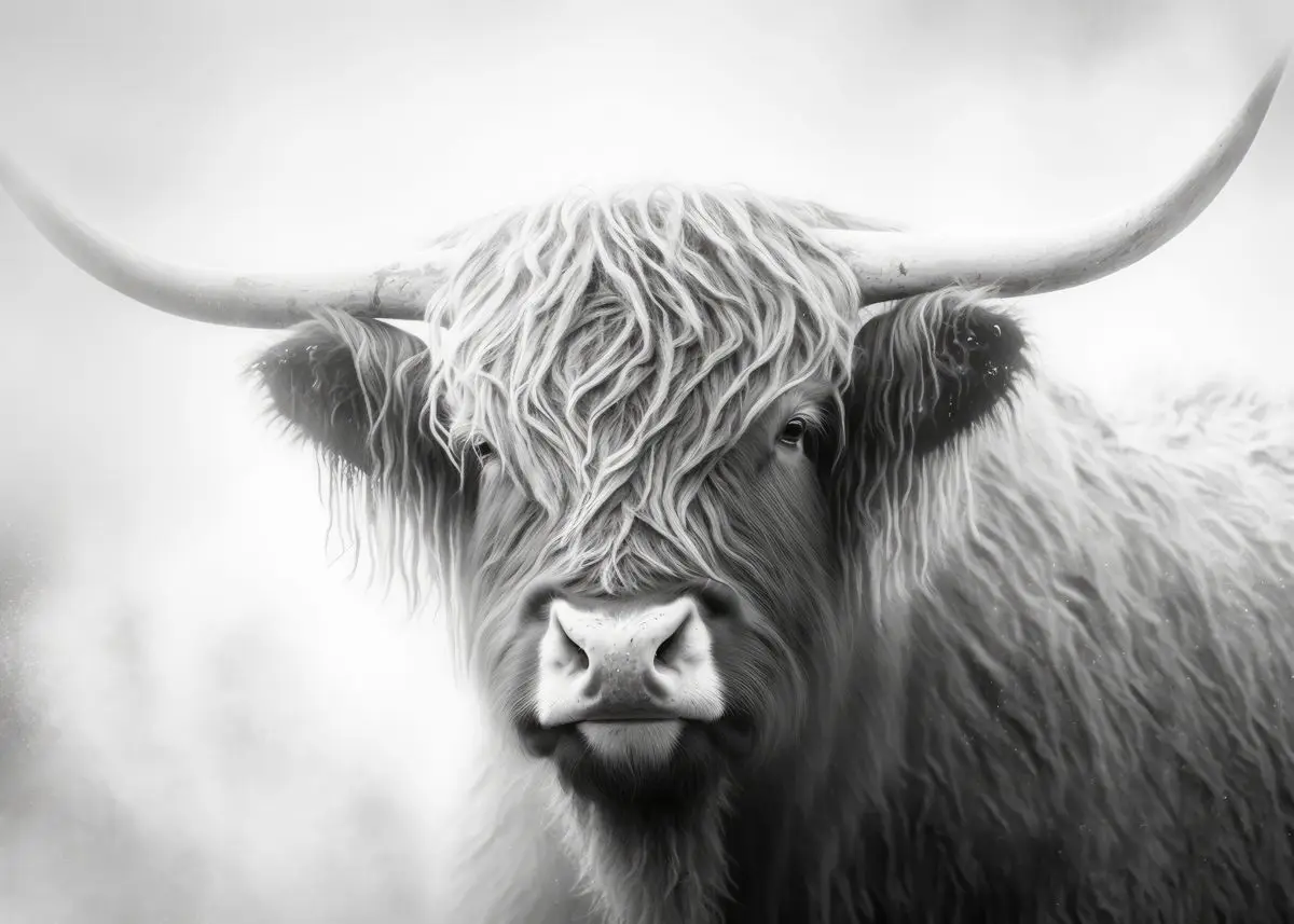Plakat szkocka krowa highland Czerwony