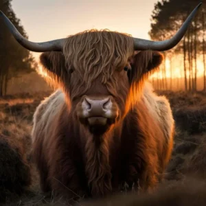 Plakat szkocka krowa highland Jasnozielony