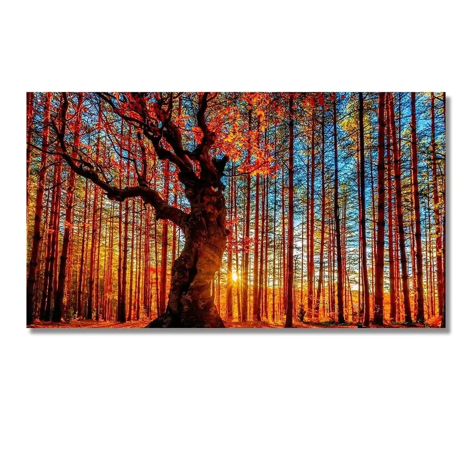 Plakat szkocki krajobraz z drzewem Granatowy