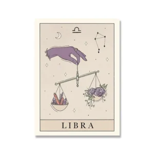 Plakat tarot znaki zodiaku boho Fioletowy